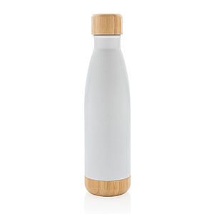 Vacuum stainless steel bottle with bamboo lid and bottom