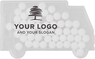 Van shaped mint card.White
