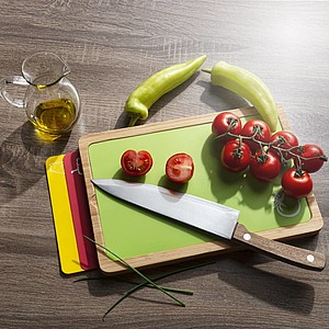 VANILLA SEASON IBARAKI Bamboo cutting board with 3 colored interchangeable plastic pads