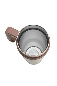 Vanilla Season thermomug XL, with beige straw and beige plastic opening and handle, 1100ml, 304ss + 201 ss, lasered logo on the bottom