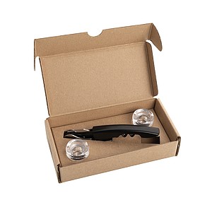 VANILLA SEASON YANARIA Set of two glass stoppers and a corkscrew