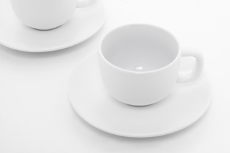 VANLION Sada 2 šálků a podšálků na cappuccino, bílá