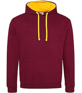 Varsity hoodie JUST HOODS, Burgundy/Gold, size XS
