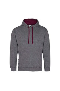 Varsity hoodie JUST HOODS, Charcoal Grey/Burgundy, size M