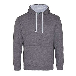 Varsity hoodie JUST HOODS, Charcoal/Heather Grey, size M