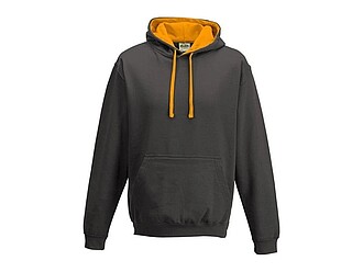 Varsity hoodie JUST HOODS, Charcoal/Orange Crush, size XL