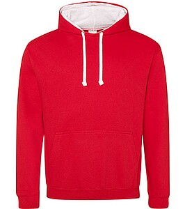 Varsity hoodie JUST HOODS, Fire Red/Arctic White, size XL