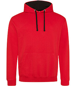 Varsity hoodie JUST HOODS, Fire Red/Jet Black, size XS