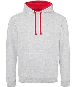 Varsity hoodie JUST HOODS, Heather Grey/Fire Red, size M