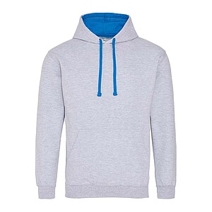 Varsity hoodie JUST HOODS, Heather Grey/Sapphire Blue, size XL