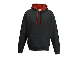 Varsity hoodie JUST HOODS, Jet Black/Fire Red, size XS