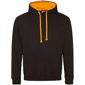 Varsity hoodie JUST HOODS, Jet Black/Orange Crush, size L