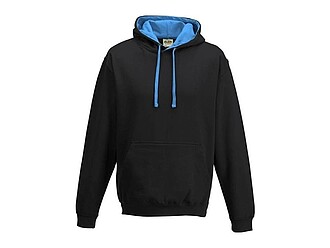 Varsity hoodie JUST HOODS, Jet Black/Sapphire Blue, size M