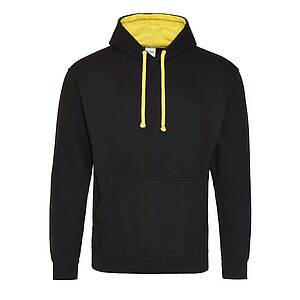 Varsity hoodie JUST HOODS, Jet Black/Sun Yellow, size M