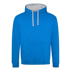 Varsity hoodie JUST HOODS, Sapphire Blue/Heather Grey, size XS