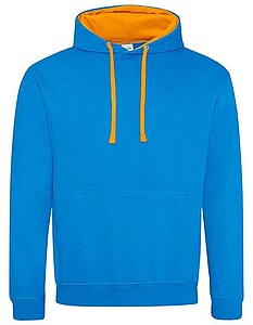 Varsity hoodie JUST HOODS, Sapphire Blue/Orange Crush, size XS