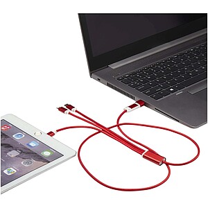 Versatile 5-1 recycled aluminium charging cable, red