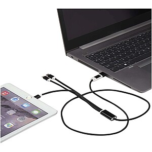 Versatile 5-1 recycled aluminium charging cable, solid black