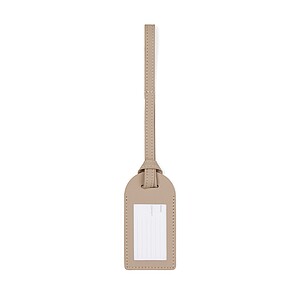 VINGA Baltimore RCS recycled polyester luggage tag, greige