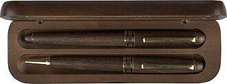Walnut wooden pen set Adelina, brown