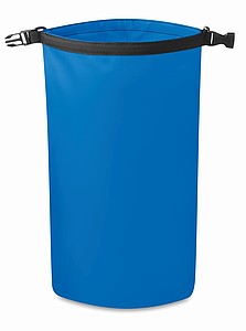 Waterproof bag in PVC. Capacity 10L, with adjustable shoulder strap.