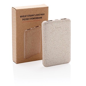 Wheat Straw 5.000 mAh Pocket Powerbank,brown