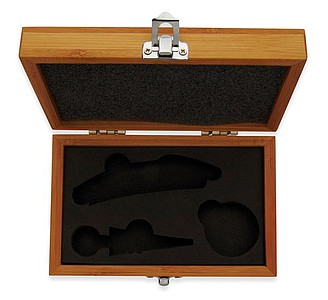 Wine set in bamboo box, wood