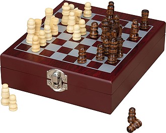 Wine set in wooden box*, brown