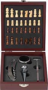 Wine set in wooden box*, brown