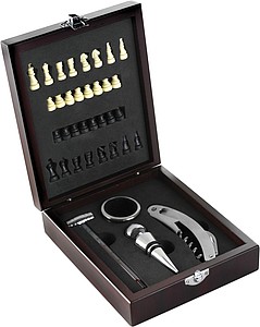 Wine set with chess-gameBrown