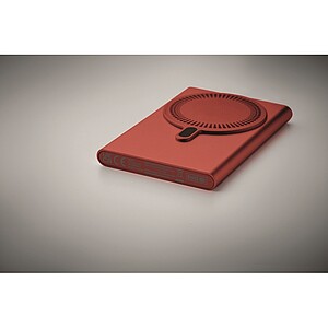 Wireless charger power bank, burgundy