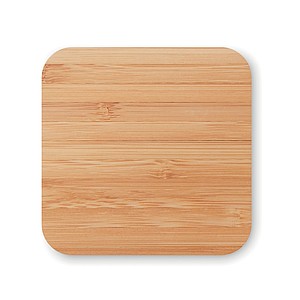 Wireless charging pad with 2 USB port 2.0 hubs in bamboo. Output DC 5V/1.0A.