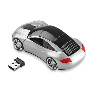 Wireless mouse in car shape, matt silver