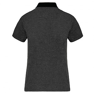 Women s KARIBAN TWO-TONE JERSEY POLO SHIRT, dark grey heather/black, 2XL