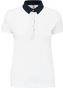 Women s KARIBAN TWO-TONE JERSEY POLO SHIRT, white/navy, 2XL