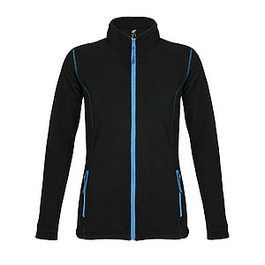 WOMENS MICRO FLEECE ZIPPED JACKET NOVA WOMEN, BLACK/AQUA, M