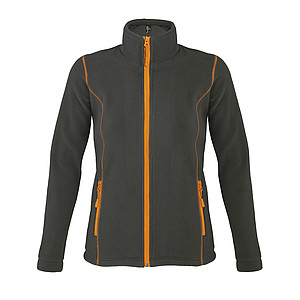 WOMENS MICRO FLEECE ZIPPED JACKET NOVA WOMEN, CHARCOAL GREY/ORANGE, L