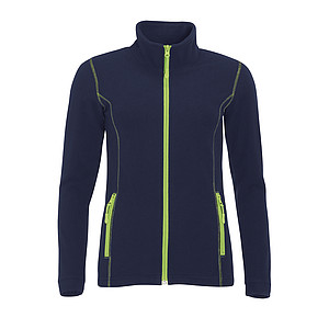 WOMENS MICRO FLEECE ZIPPED JACKET NOVA WOMEN, NAVY/APPLE GREEN, M