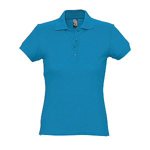 WOMENS POLO SHIRT PASSION, AQUA, XXL