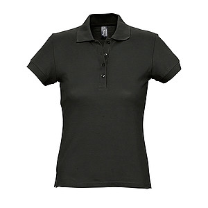 WOMENS POLO SHIRT PASSION, BLACK, M