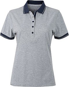Womens polo T-shirt James Nicholson, grey/navy, L