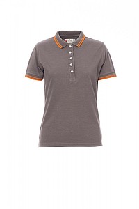 Womens polo T-shirt PAYPER SKIPPER LADY, grey melange/orange, XL