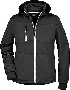 Womens softshell jacket JAMES & NICHOLSON, black/black/white, 2XL