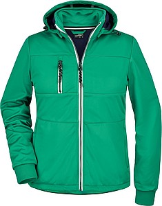 Womens softshell jacket JAMES & NICHOLSON, irish green/navy/white, 2XL