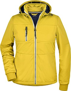 Womens softshell jacket JAMES & NICHOLSON, sun yellow/navy/white, 2XL