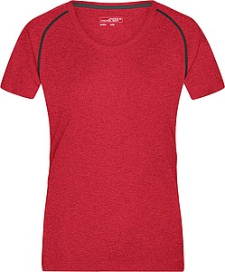 Womens sports T-shirt James Nicholson, red melange/black, XS
