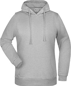 Womens sweatshirt with hoodie James Nicholson, dark grey melange, 3XL