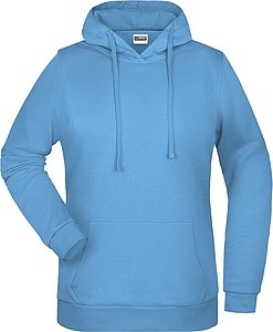Womens sweatshirt with hoodie James Nicholson, light blue, XS