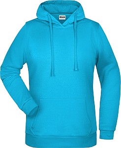 Womens sweatshirt with hoodie James Nicholson, turquise, XL
