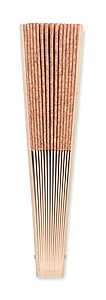 Wood hand fan with cork fabric
